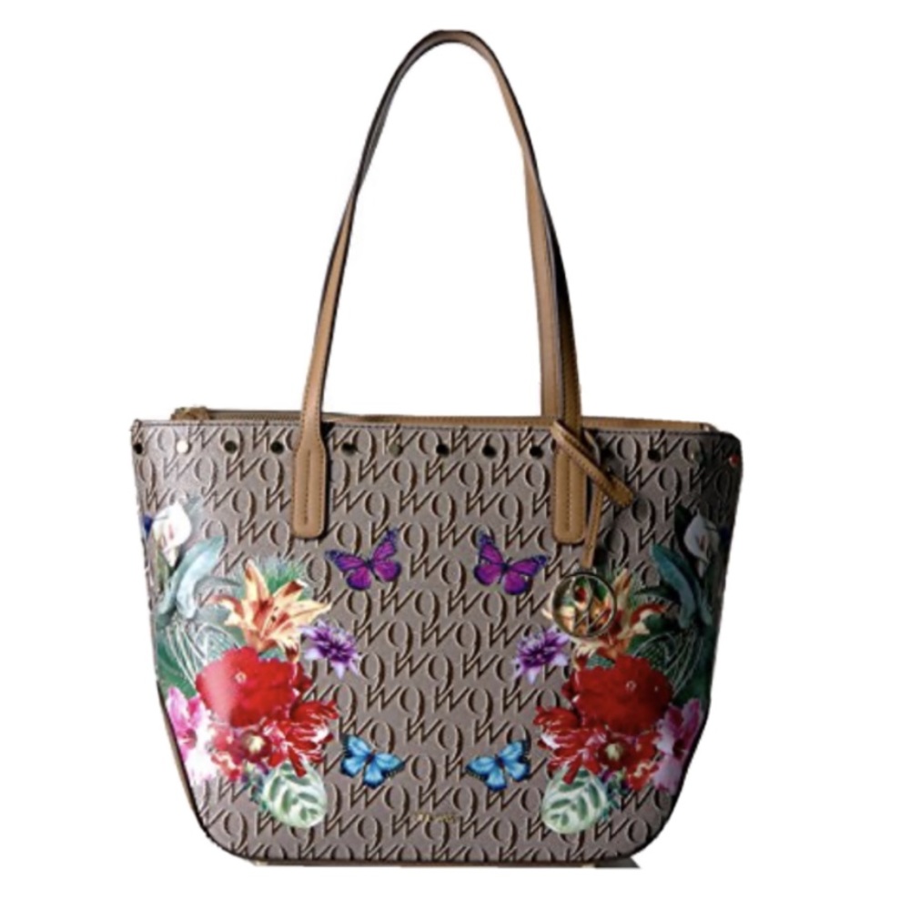 Nine West Reana Brown Floral Tote Bag